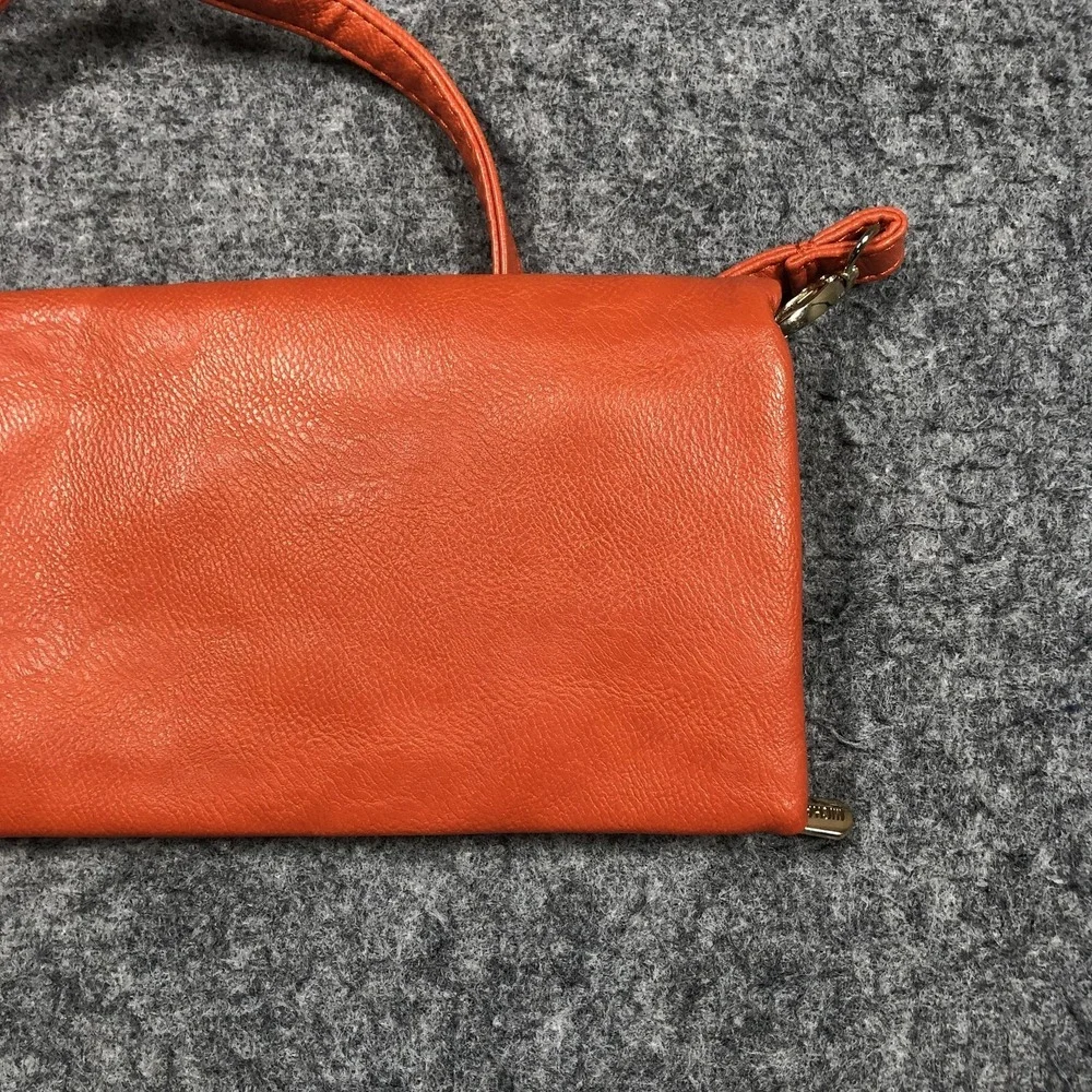 Michael Kors Crossbody Bag Womens Small Orange Leather Logo Zip MK Purse‎